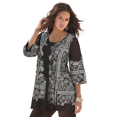 Roaman's Women's Plus Size Monique Printed Big Shirt