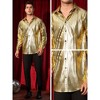 Lars Amadeus Men's Long Sleeves Button Down Nightclub Shiny Metallic Shirts - 4 of 4