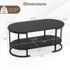 Costway Oval Coffee Table with Metal Support Legs for Apartment Office Reception Black - 3 of 4