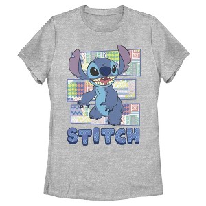 Womens Lilo & Stitch Retro Pattern Panels T Shirt - 1 of 4