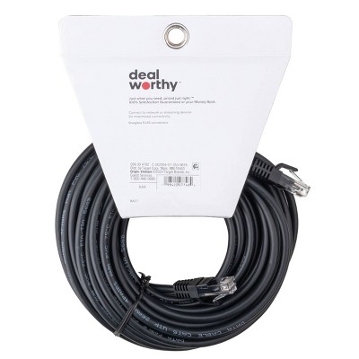 Cat 6 Ethernet Cable - dealworth Black: 1.25 Gbps RJ-45 Male-to-Male
