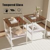 Set of 2 Modern Rectangle Side Tables, Tempered Glass Top with MDF Layer and Iron Frame, End Tables for Living Room or Bedroom – Cuddlewood - 3 of 4
