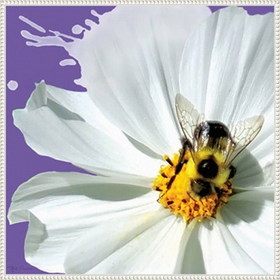 Flower Pop IV White Floater Frame Canvas Wall Art