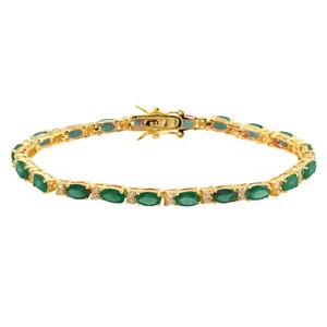 Guili Sterling Silver Tennis Bracelet with Vibrant CZ in Green, Blue, Red, or Pink—Elegant, Sophisticated, and Timelessly Glamorous. - 1 of 3