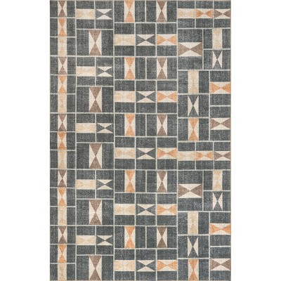 Nuloom Gene Geometric Tile Machine Washable Indoor Area Rug, 5' x 8', Blue