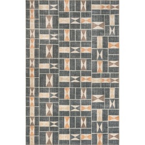 Nuloom Gene Geometric Tile Pet Friendly Machine Washable Area Rug, 5' x 8', Blue - 1 of 4