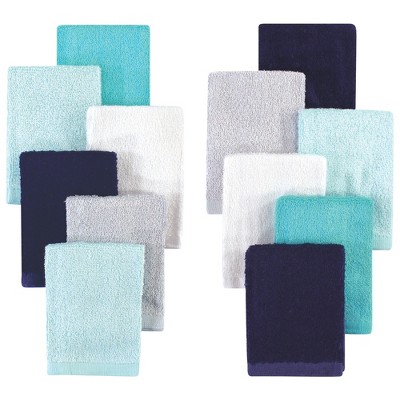 Image of Hudson Baby Infant Boy Rayon from Bamboo Woven Washcloths 12pk, Navy Teal, One Size