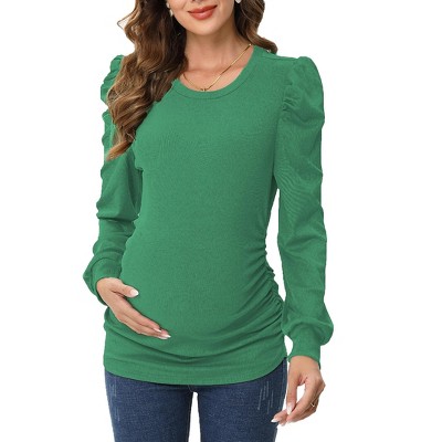 Maternity Shirt Side button and Ruched Maternity Tunic Tops Maternity T-Shirts