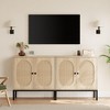 Modern Rattan Sideboard Buffet Cabinet, Wooden Storage Cabinet with Natural Rattan Doors & Metal Legs, Boho Accent Furniture. - 4 of 4
