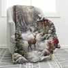Lomsoe Snow Deer & Holly Berries Print Flannel Blanket - All Seasons Soft and Warm Throw Blanket for Napping, Camping, Travel, Office - 4 of 4
