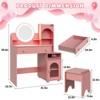 Kids Vanity Table and Chair Set, 2 in 1 Princess Makeup Vanity with Mirror & Lights - 2 of 4