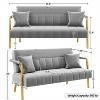 56.5'' W Modern Upholstered Sofa Couch with 2 Pillows, Light Gray - 3 of 4
