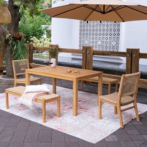 Cambridge Casual 5pc Paxton Teak Wood Outdoor Patio Dining Set with Honey Wicker Brown - 1 of 4