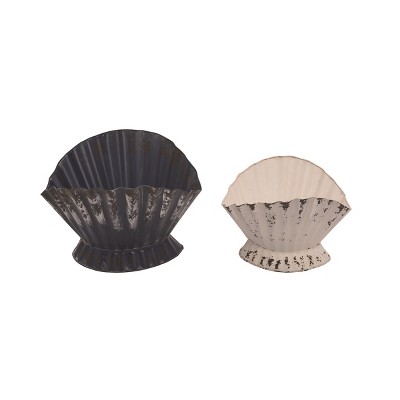 Transpac Metal 13.25 in. Multicolor Spring Shell Container Set of 2