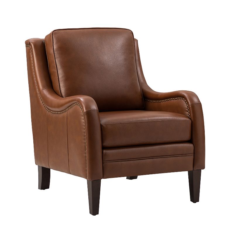 Regina 27.56" Wide Genuine Leather Armchair with Removable Cushions and English Arms  | ARTFUL LIVING DESIGN, 2 of 11