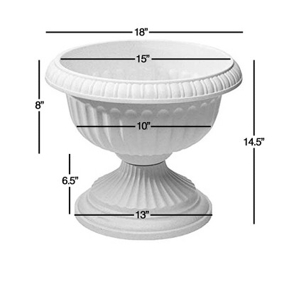 Stone Polypropylene Grecian Urn Planter, 18 Inches