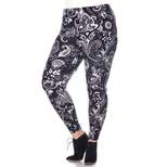 Women's Plus Size Printed Leggings - One Size Fits Most Plus - White Mark