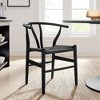 Modway  Amish Wood Rope Dining Room Chair in Black Black - 29 Inch Tall Solid Elm Wood Accent Armchair - 2 of 4