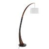 LumiSource Noah Salon Mid-Century Modern Floor Lamp in Black Marble Base with Walnut Wood Frame and White Linen Shade - 4 of 4