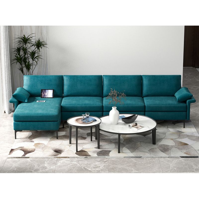 Costway Modern Modular L-shaped Sectional Sofa w/ Reversible Chaise & 4 USB Ports, 3 of 11