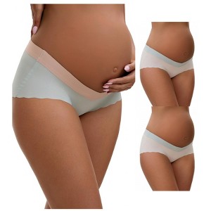 INSPIRE CHIC Women's Low Waist Ice Silk Briefs Pregnancy Under the Bump Underwear 3 Packs - 1 of 4