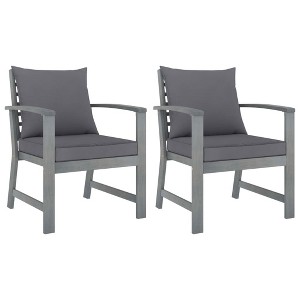 vidaXL Patio Chairs 2 pcs with Dark Gray Cushions Solid Acacia Wood - 1 of 4