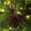 5.9" Christmas Plastic Dark Brown Flocked Deer with Glitter Antler Ornaments - Wondershop™ - 2 of 3