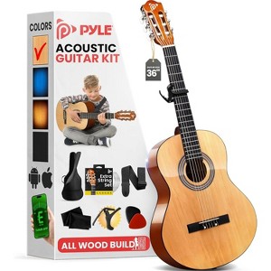 Pyle PGACMS82N.5 36" Classical Acoustic Guitar for Beginner and Adult - Nylon Strings with Accessory Kit (Natural) - 1 of 4