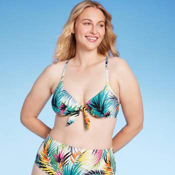 Women's Tie Detail Underwire Bikini Top - Shade & Shore™ Multi Palm Print