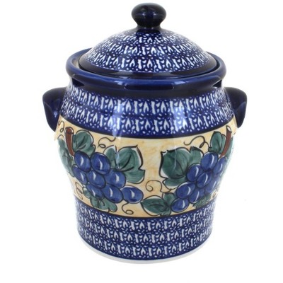 Blue Rose Polish Pottery Grapes Large Canister