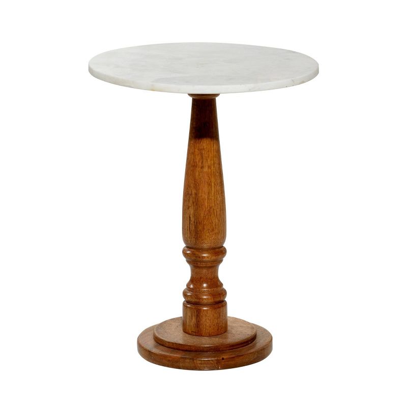 Mango Wood and Marble Accent Table White - Olivia &#38; May, 4 of 10