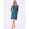 INSPIRE CHIC Women's Nightgown Long Sleeve Slit High Low Hem Rayon Built-in Bra with Pockets Sleepdress Nightwear Pregnancy - 3 of 4