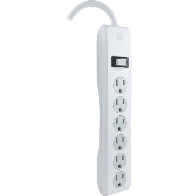 GE 6 Outlet Surge Protector 2&#39; Cord White, 6 of 8