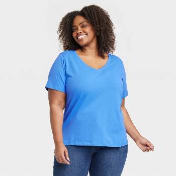 Buy ALLEGRACE Women Plus Size Tops Short Sleeve Summer Keyhole Sexy Casual  T Shirts, Blue, 2X at