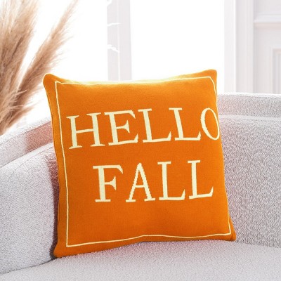 19" Orange Cotton Thanksgiving Fall Pillow Set