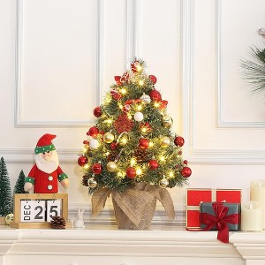 2/3FTTabletop Christmas Tree,Pre-lit Xmas Tree with Cloth Bag Base - 1 of 4