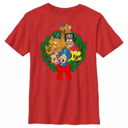Boy's Cap'n Crunch Christmas Crew Wreath  T-Shirt - Red - Medium