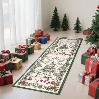 Christmas Area Rug Washable Xmas Holiday Indoor Rug with Non-Slip Backing