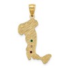 Black Bow Jewelry 14k Yellow Gold & CZ Textured Italy Map Pendant, 16 x 32mm - 3 of 4
