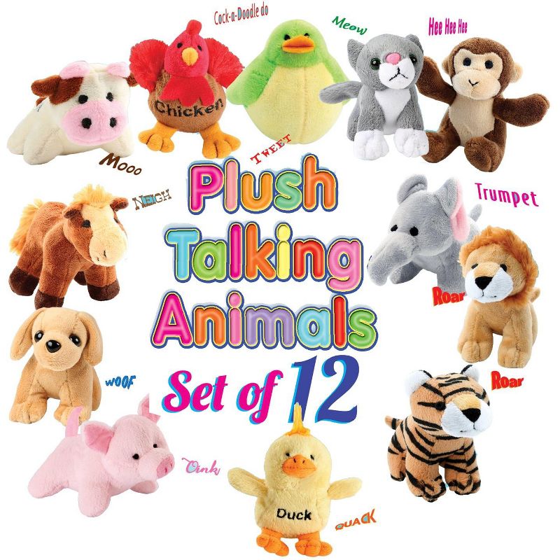 Kovot 12 Plush Talking Animal Sound Toys Baby Gift & Party Favors Squishy Stuffed Animals with Interactive Sound, 2 of 5
