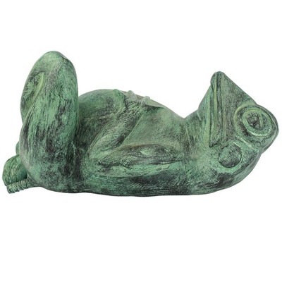 Emerald Verde Bronze Spitting Lazy Frog Garden Statue