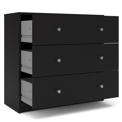 Sleek Portland Black Engineered Wood 3-Drawer Horizontal Dresser