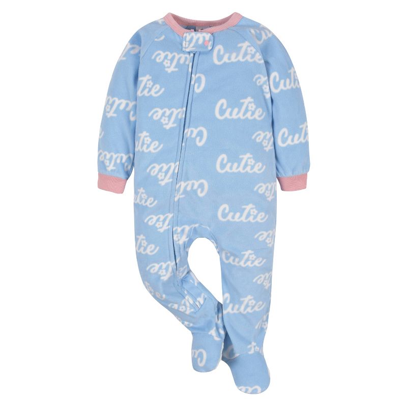 Gerber Infant and Toddler Girls' Fleece Footed Pajamas, 2-Pack, 3 of 10