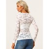 INSPIRE CHIC Women's See-Through Cut Out Long Sleeve Fitted Lace Floral Top - 3 of 4