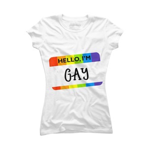 Adult Design By Humans Hello I'm Name Tag Rainbow Pride By MINHMINH T-Shirt - 1 of 2