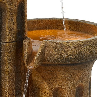 Rustic Polyresin 50" Outdoor Water Fountain with LED Light