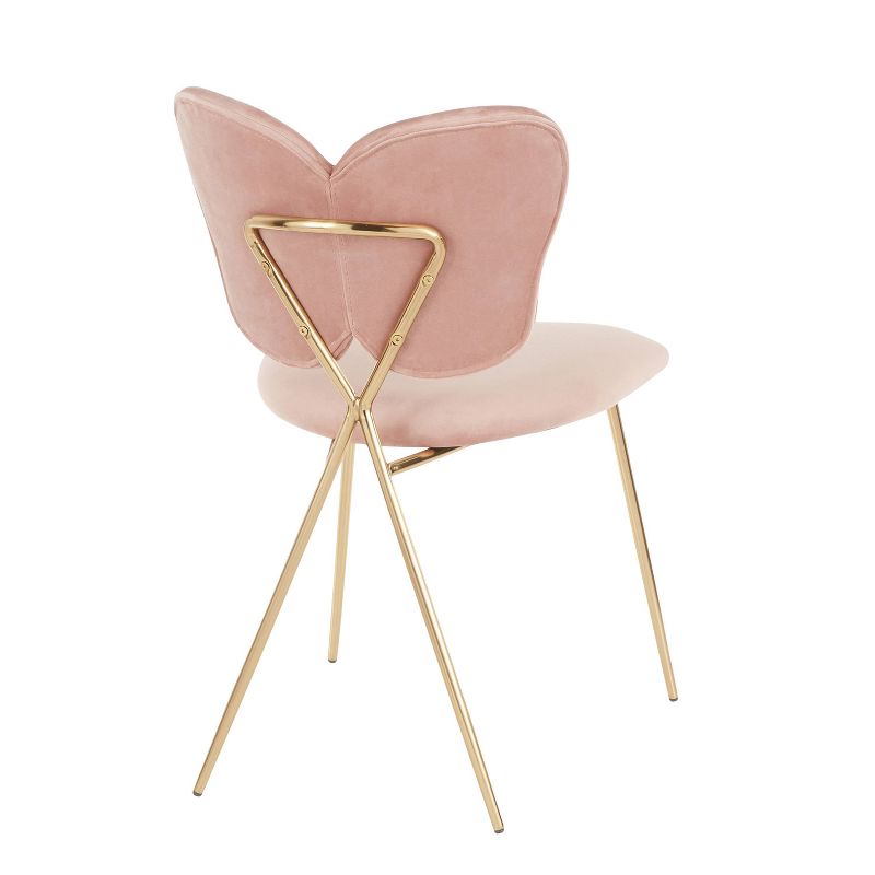 Set of 2 Madeline Contemporary and Glam Chairs Gold/Blush Pink Velvet - LumiSource, 5 of 13