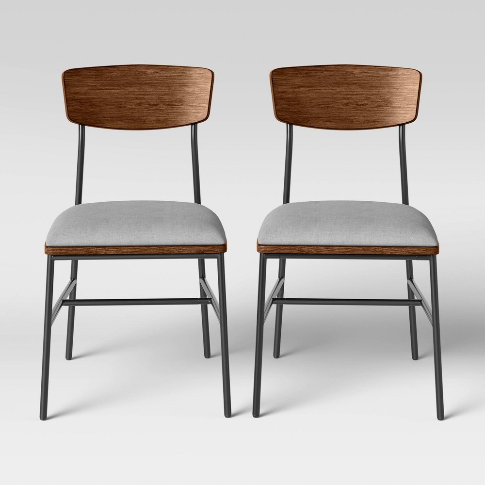 2pk Telstar Mid-Century Modern Mixed Material Dining Chair Gray - Project 62™
