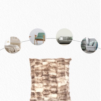 Marble Brown Faux Fur 18" Square Throw Pillows, Set of 2