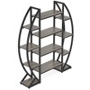 Resenkos Bookshelf, Bookcase Standing Shelf Unts,Industrial Bookshelf, Oval Triple Wide Etagere Bookcases Display Shelves,Gray - 3 of 3